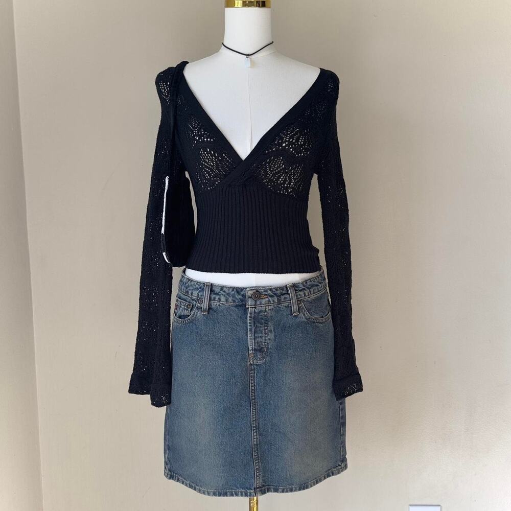 Vintage Denim Midi Skirt LEI Indie Grunge Dark Wash - Junior's Size 11